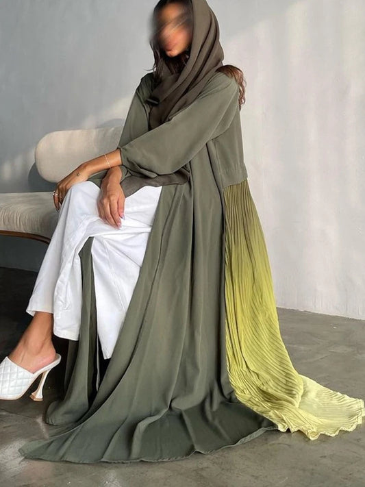 Abaya for Women Pleated Chiffon Abayas Party Dress Maxi Vestidos Kaftan Long Robe