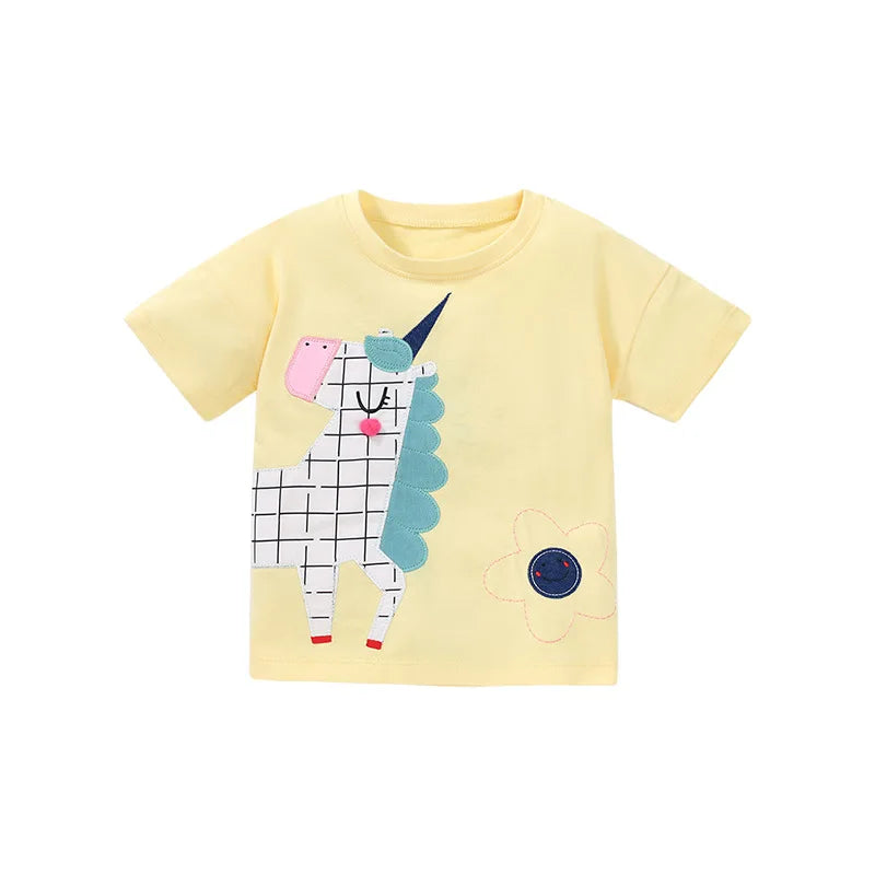 Little maven  Cotton T-shirt Short Sleeves Summer Clothes with Little Bees Lovely for Baby Girls Kids 2 to 7 year