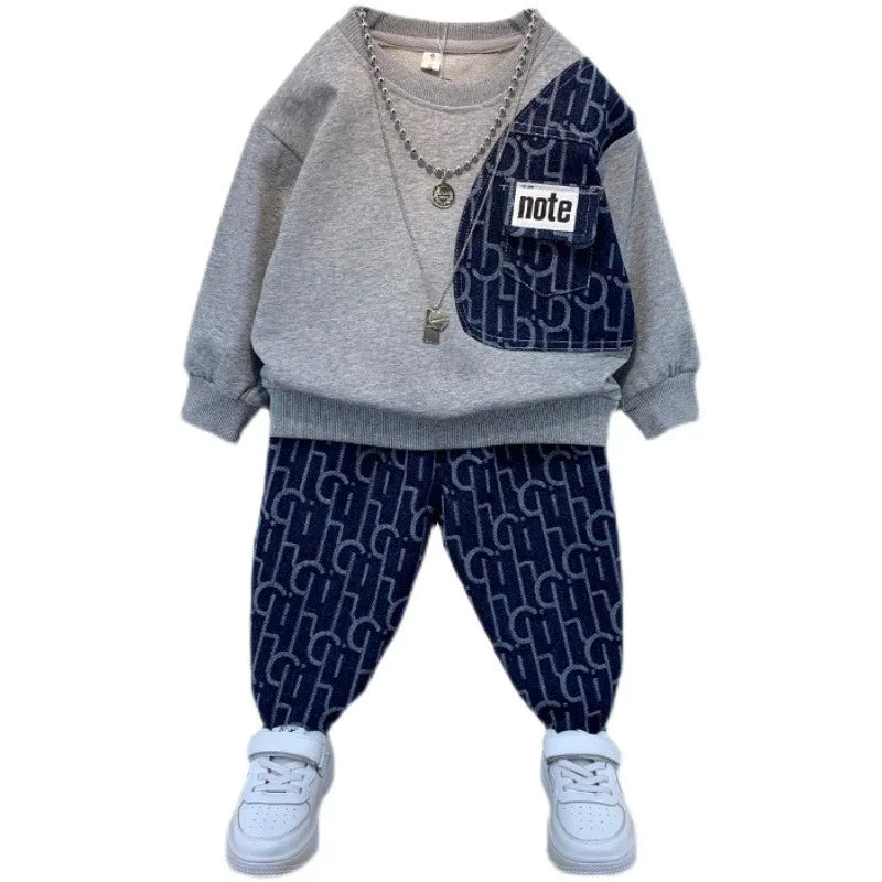 Autumn hooded+pant 2pcs Children teenage Boy Sets Kid Clothes Casual Boys Clothing Costume