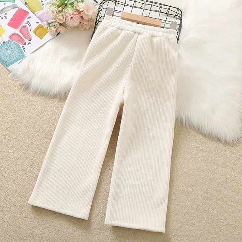Spring Autumn Teen Girls Wide Leg Pants Child Trousers Fashion Solid Color Corduroy Girls Pants Kids Clothes
