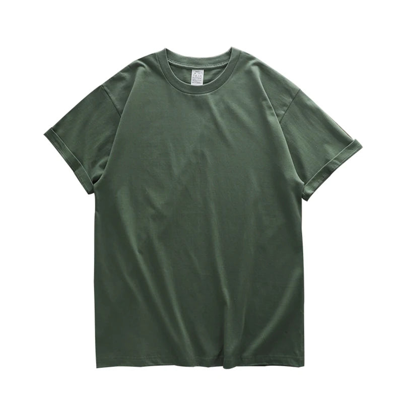 Oversized Heavyweight T Shirt for Men Summer Short Sleeve Tee 100% Cotton Plain Top Casual Men's Clothing 9.9oz