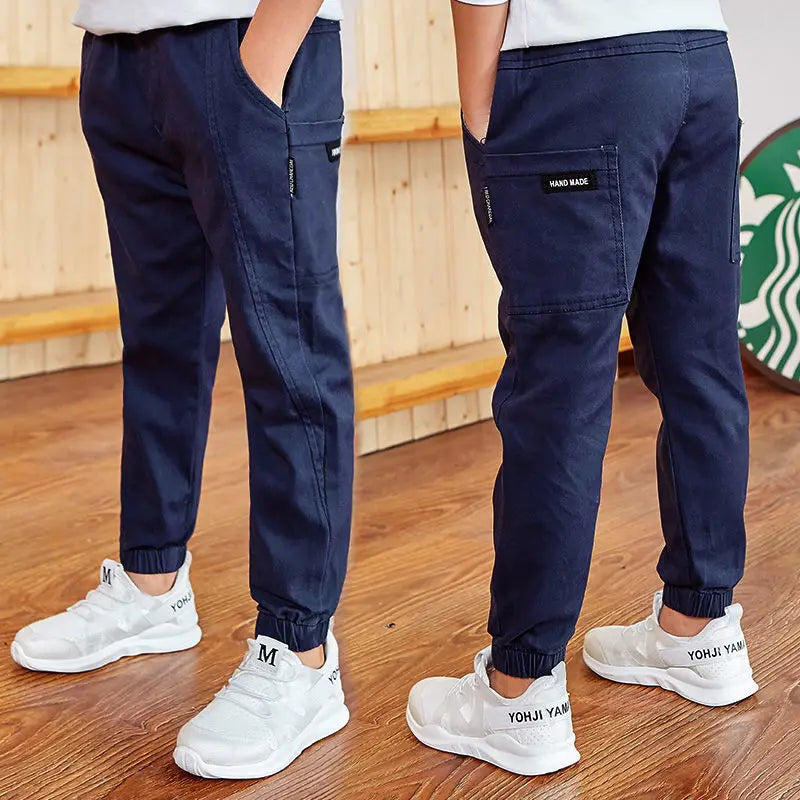 Kids Sports Pants Cotton Boys Pants Spring Teenage Kids Trousers For Boys Clothes Elastic Waist Long Pants