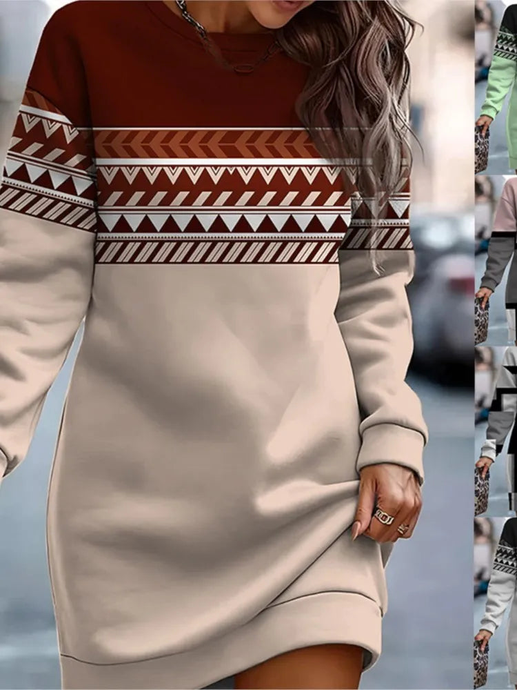 Sweatshirt Dress For Women O Neck Long Sleeve