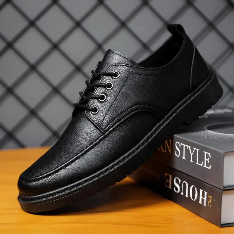 New Leather Casual Shoes for Men British Lace-up Oxford Shoes Men's Classic Business Dress Shoes Men Loafers  Hombre