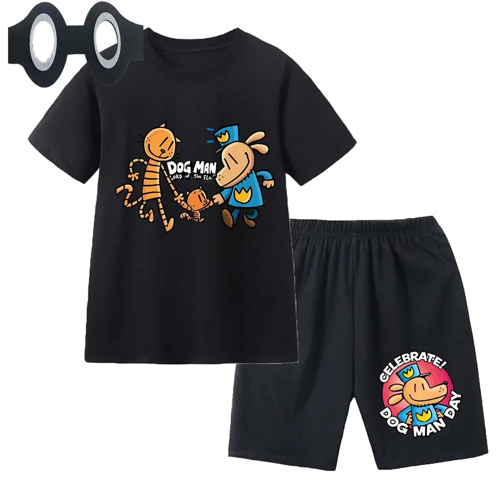 Hot Sale Cartoon Kids TShirt Shorts Mask 3PCS Captain Underpants DogMan Baby Boys Girls Clothe Summer Children Cotton T-Shirt