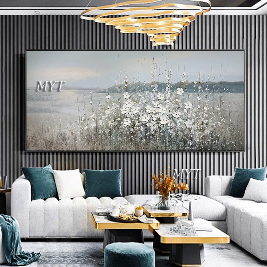 Handmade Texture Huge Abstract Oil Painting Modern Canvas Art Decorative Knife Flower Paintings For Wall Décor
