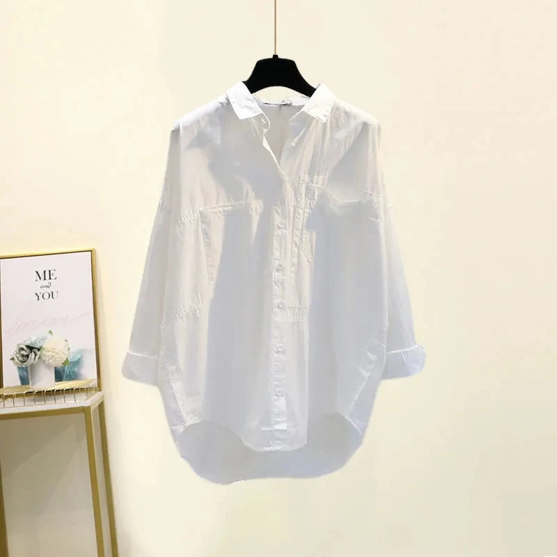 Style Elegant Women's Pants Set Loose Casual Chiffon Shirt Pierced Jeans Two-piece Set Outfits