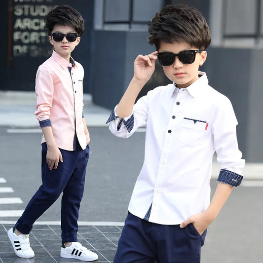 Teenager Kids Boys Clothes Children Shirts Fashion School Casual Tops Cotton Boys Shirts