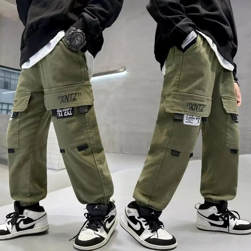 Boys Cargo Pants Spring Autumn Trousers Casual Kids Sport Pants Teenage Children Clothes for 5 6 7 8 9 10 11 12 Years Old