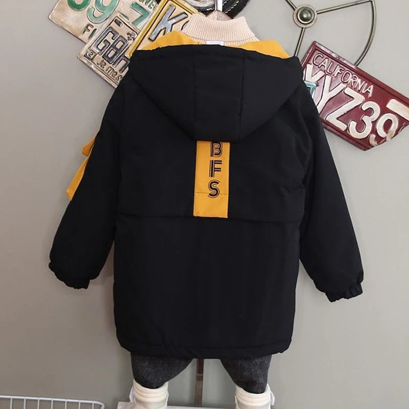 Boys Winter Down Jackets For Kids Clothes Thicken Cotton Coats Long Sleeve Outerwear Children Clothes