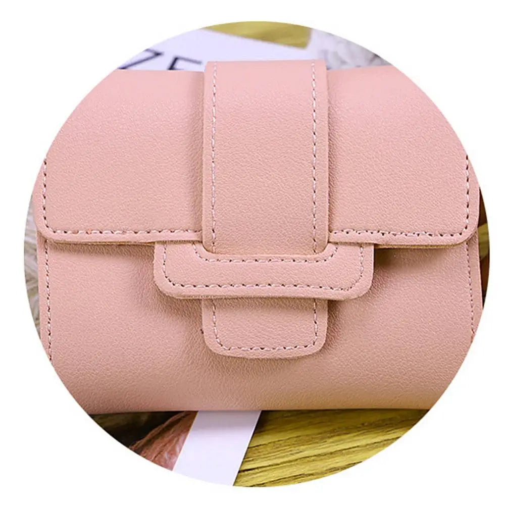 Women Solid Color Card Holder Handbag Trifold Short Wallet Cash Card Holder Coin Purse Bag