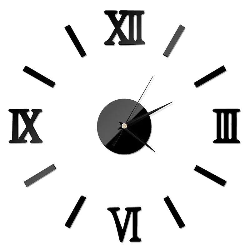 Mirror Roman Numbers 3D  Wall Clock Stickers Elegant DIY Digital Wall Clocks for Home Art Living Room Office Decoration Clock