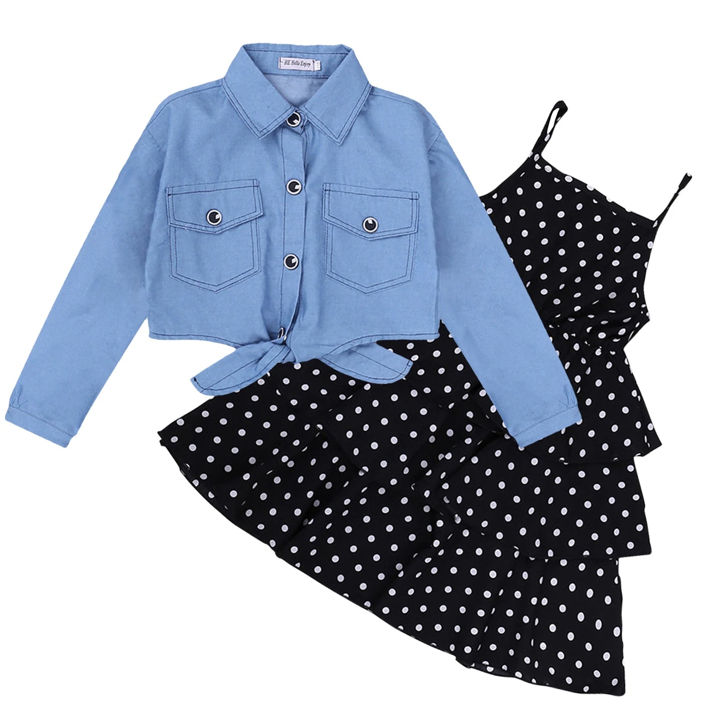 Spring Summer Baby Girl Clothes Set Fashion Jean Coat+Dress 2pcs Suit For Kids Clothes Girls Tracksuit Outfit 4-12 Year
