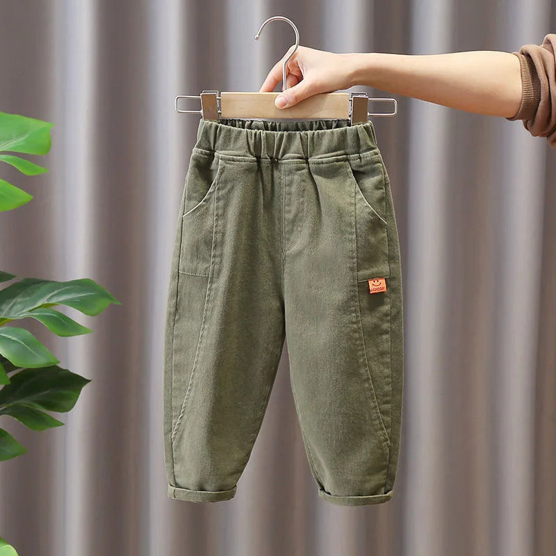 New Autumn Winter Thicken Warm Boys Pants Cotton Children Trousers Fashion Letter Cargo Pants Kids Tracksuit
