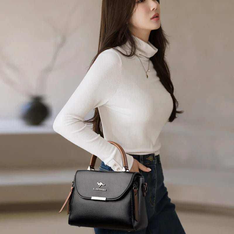 High Quality Leather Shoulder Crossbody Bags Large Capacity Solid Purses and Handbags Luxury Designer Ladies Casual Totes Sac