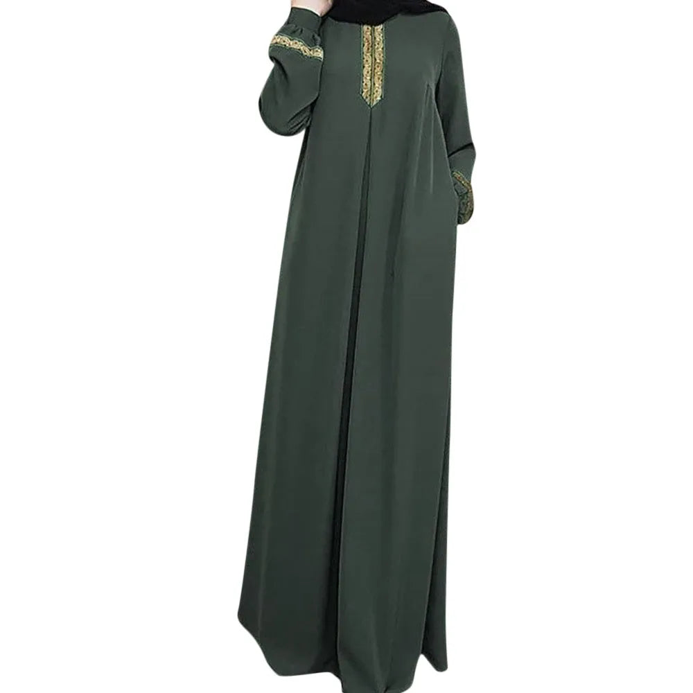 Long Muslim Dress Embroidery Kaftan Plus Size Casual Abaya Dress Muslim Clothes Dress Women Musulmane Vestidos Largos