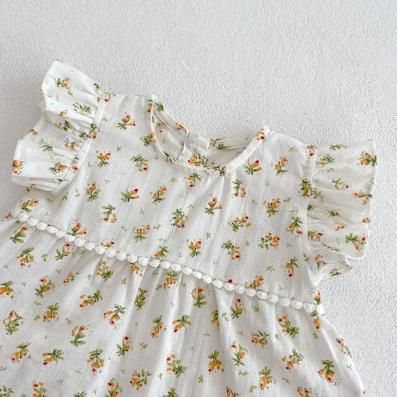 Summer Baby Girl Clothes Set 0-3Years Cute Newborn Kids Flower T-shirt Tops+Elastic Waist Shorts 2PCS Outfits Cotton Suit