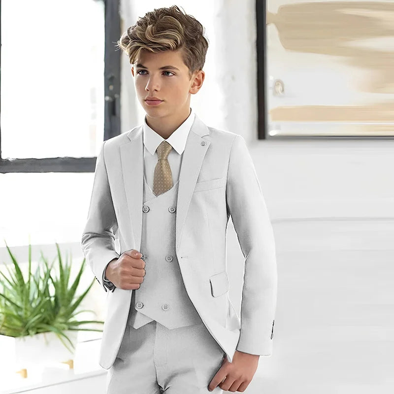 Gray Boys Suit Formal Blazer Wedding Tuxedo 3 Piece Set Kids Jacket Vest Pants Complete Clothes костюм для мальчика