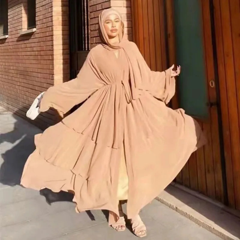 Chiffon Robe Longue Kimono Femme Musulmane Open Abaya Dubai Turkey Islam Arabic Muslim Dress Abayas for Women Caftan Marocain