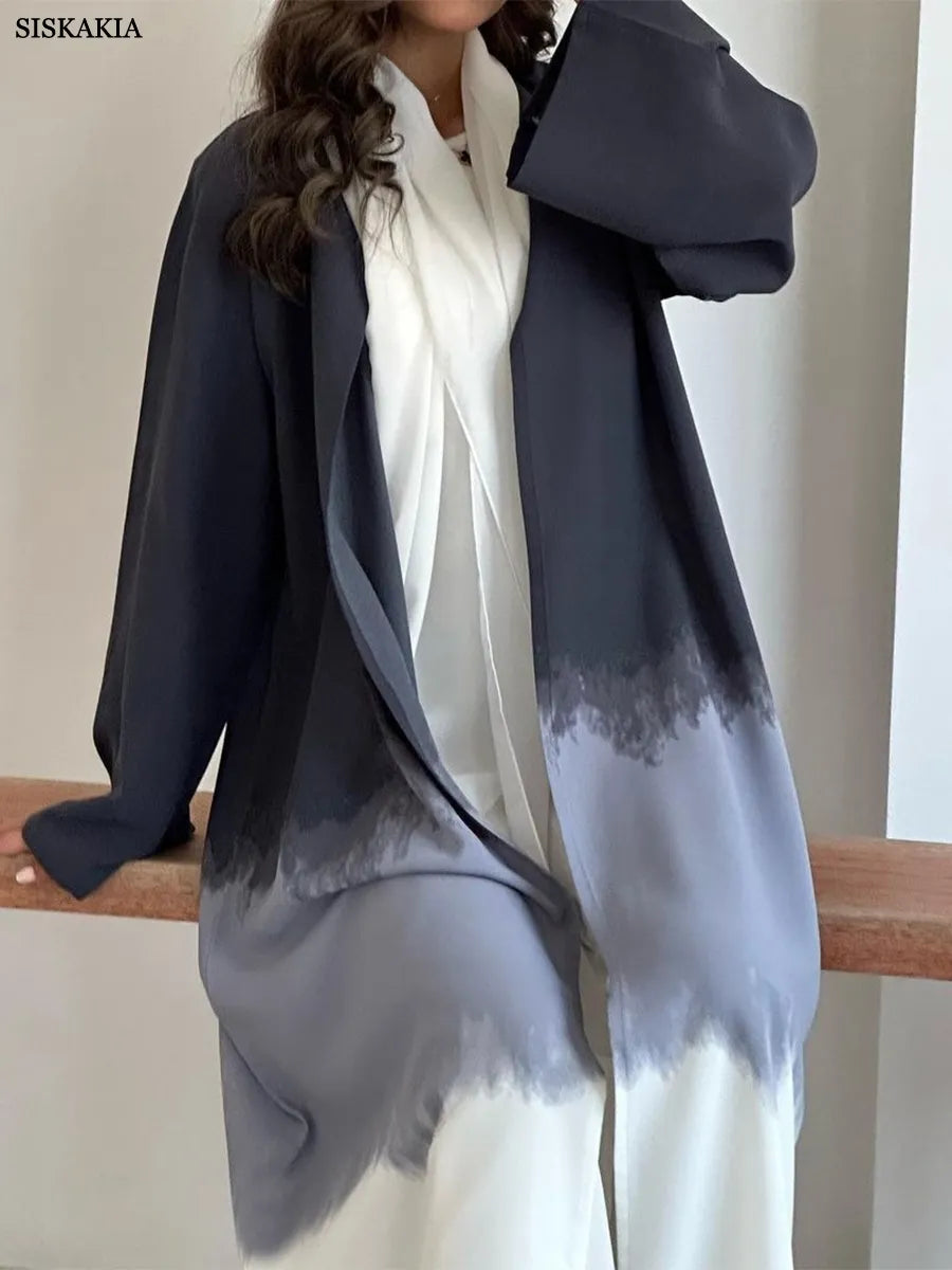 Muslim Fashion Tie Dyed Kimono Abaya for Women Summer Cloak Cardigan Robe Black White Grey Dubai Islamic Clothing