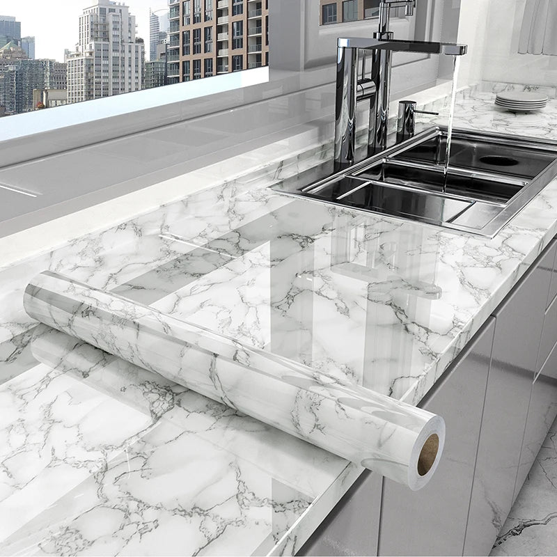 Marble Kitchen Oil-Proof 40cm Film Stove Waterproof Self-Adhesive Wallpaper Countertop Cabinet Renovation Tile Wall Stickers
