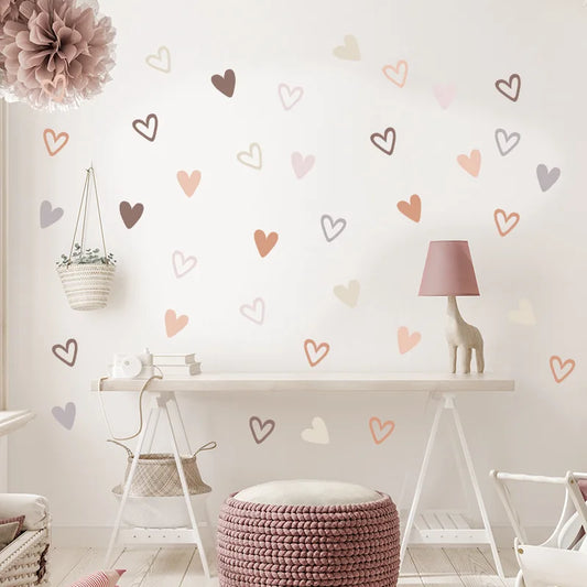 Wall Decal for Girls Bedroom 12/24pcs  Rainbows Heart Wall Stickers for Nursery Kids Room Home Living DIY Decorations