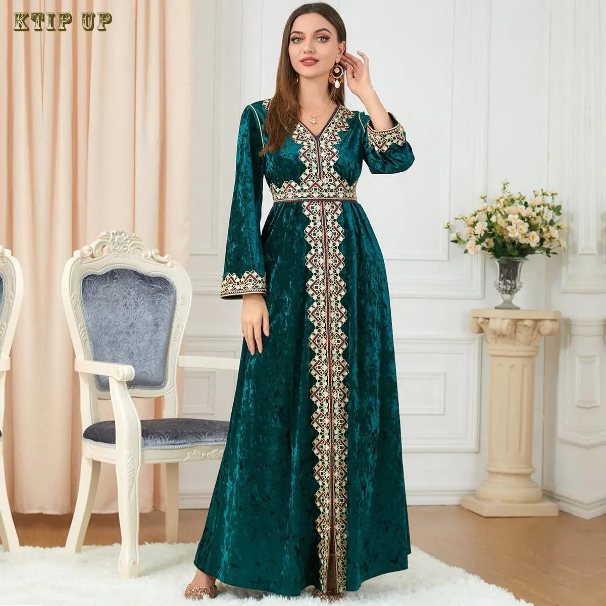 Women's Golden Velvet Abaya Robe,, Hot Drill, Middle East, New, Hot Sale