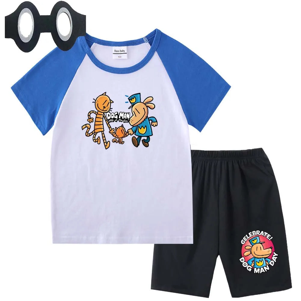 Hot Sale Cartoon Kids TShirt Shorts Mask 3PCS Captain Underpants DogMan Baby Boys Girls Clothe Summer Children Cotton T-Shirt