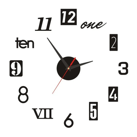 New 3D Roman Numeral Acrylic Mirror Wall Clock Sticker Fashion DIY Quartz Clocks Watch Home Decoration Living Room Stickers