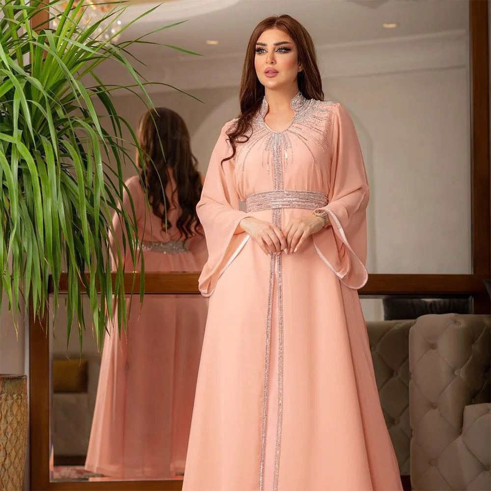 Luxury Abaya Diamonds Muslim Elegant Women Dresses