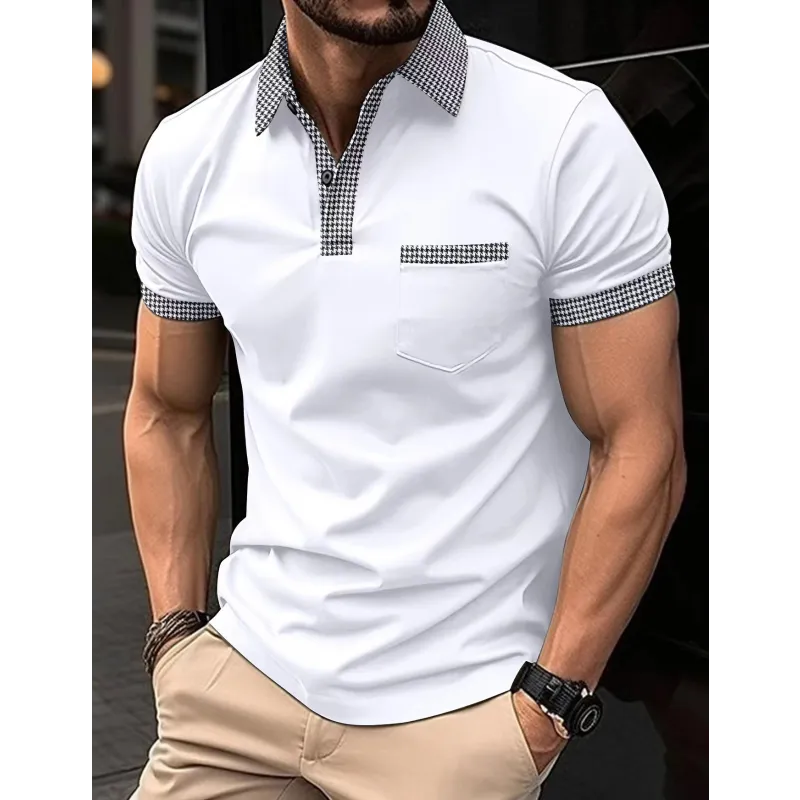 Summer New Men's Casual Short-Sleeved Polo Shirt Office Fashion Stand Collar T-Shirt Men's Breathable Polo Shirt Men's Clothing