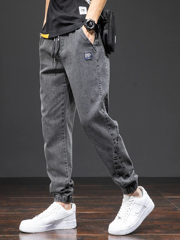 Black Blue Cargo Jeans Men Streetwear Denim Jogger Pants Men Baggy Harem Jean Trousers Plus Size