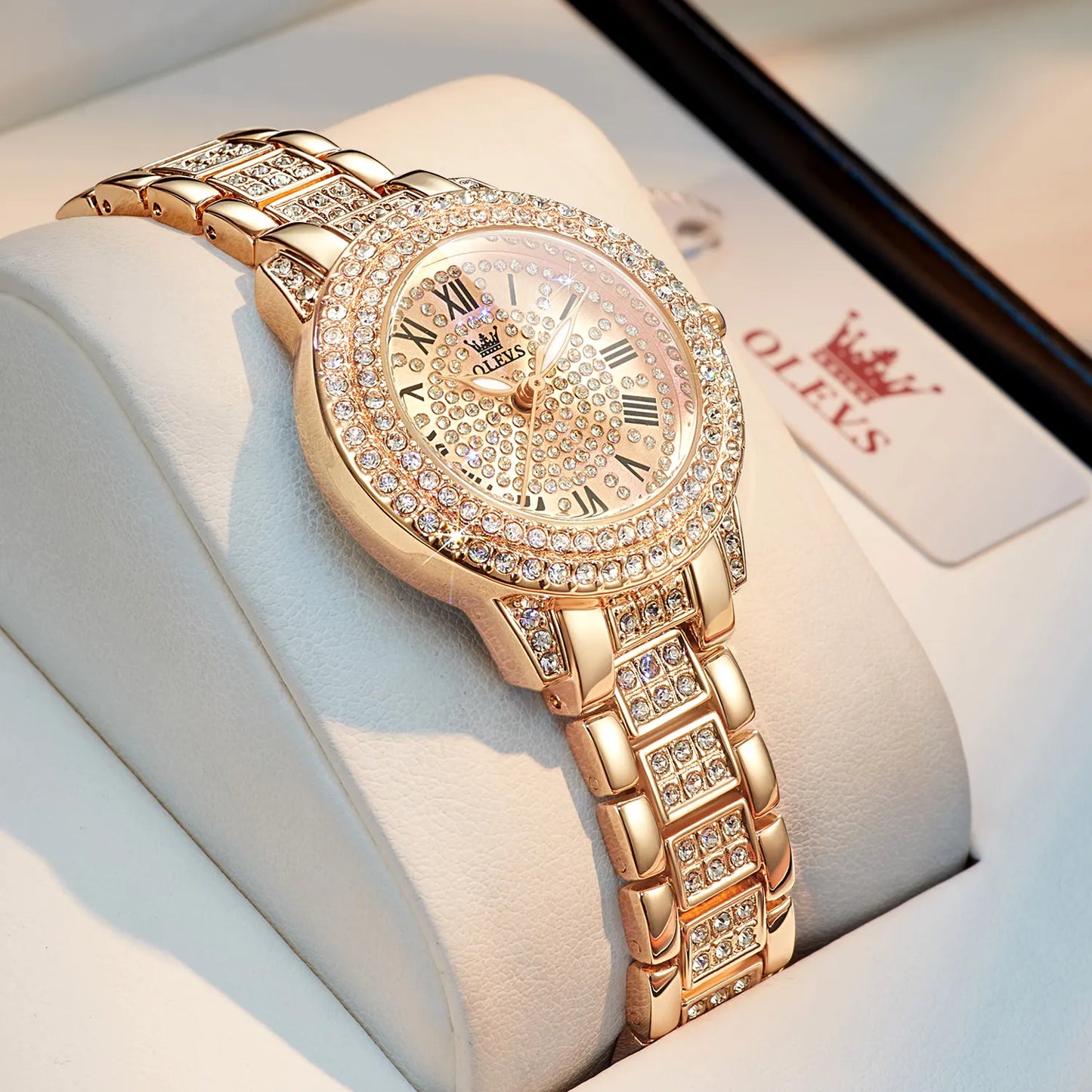 Original Diamond Watch for Women Fashion Elegant Stainless Steel Waterproof Quartz Wristwatch Luxury Ladies Dress Watches
