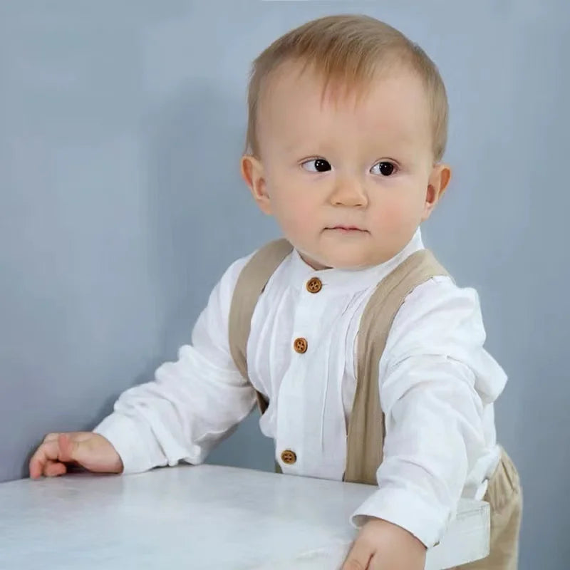 Baby Boy Clothe Set Cake Sash Outfit Dsetruction Shirt Suspenders Shorts Children' 1st Birthday Party Newborn Photograph Outfits