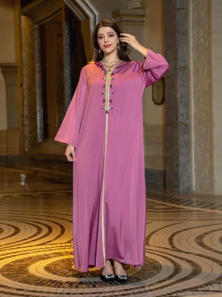 Eid Muslim Dress for Women Abaya Hooded Diamond Jalabiya Morocco Party Dresses Dubai Abayas Kaftan Islam Vestidos Arab Long Robe