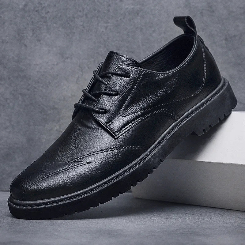 New Leather Casual Shoes for Men British Lace-up Oxford Shoes Men's Classic Business Dress Shoes Men Loafers  Hombre
