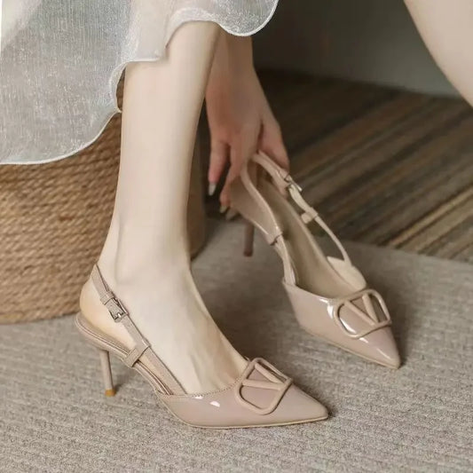 Ladies Shoes Brand Buckle Strap Women's Sandals Slingbacks Pointed Toe Thin Heels Ladies Pumps Party Heeled Sandals Women
