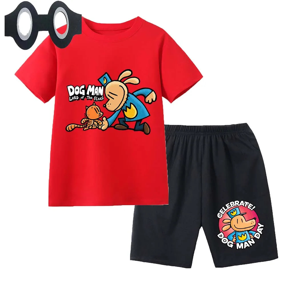 Hot Sale Cartoon Kids TShirt Shorts Mask 3PCS Captain Underpants DogMan Baby Boys Girls Clothe Summer Children Cotton T-Shirt