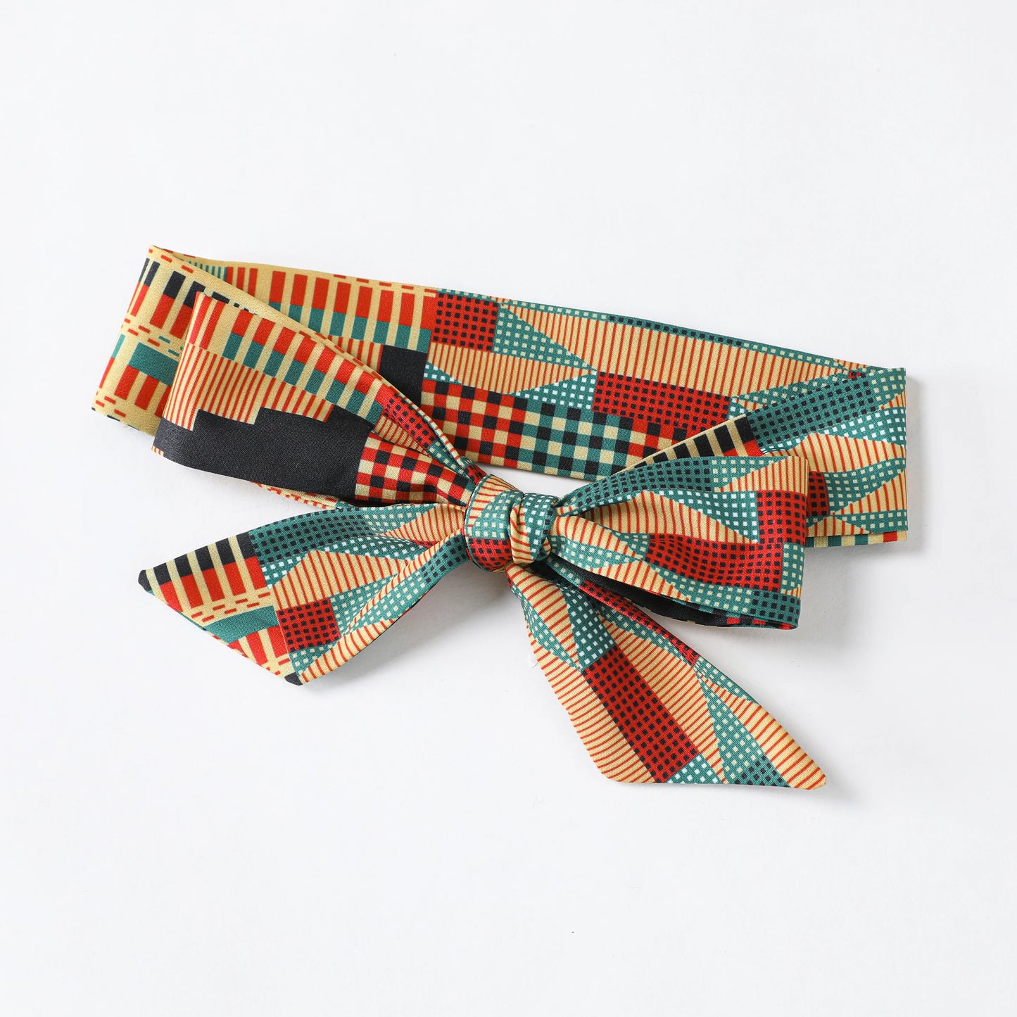 Baby Girl Sweet Geometric Pattern and Ruffle Edge 4pcs Top/Pants/Headband/Belt Set