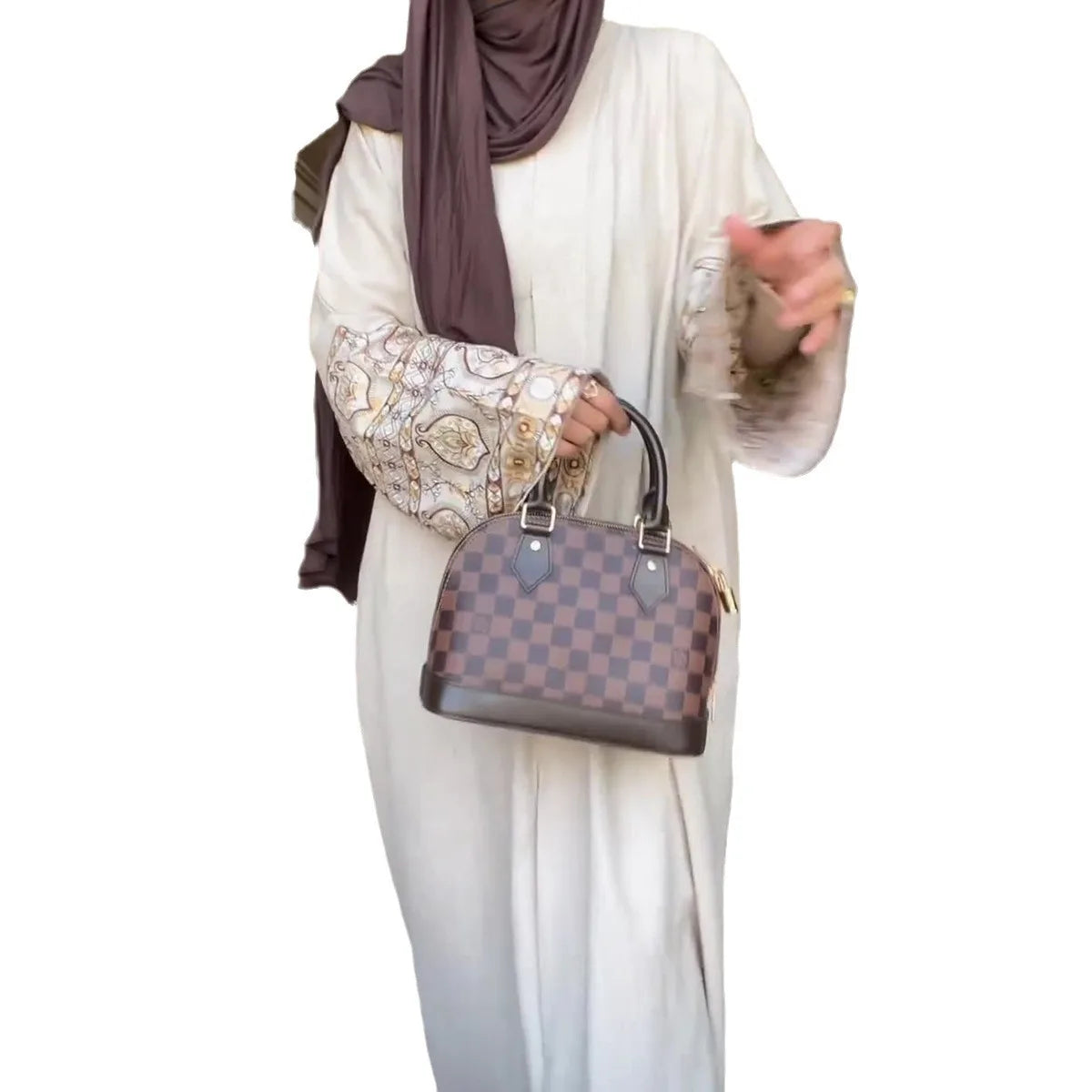 Muslim Abaya for Women New Print Bohemian Style Bubble Sleeves Loose Cotton and Hemp Long Skirt for Women