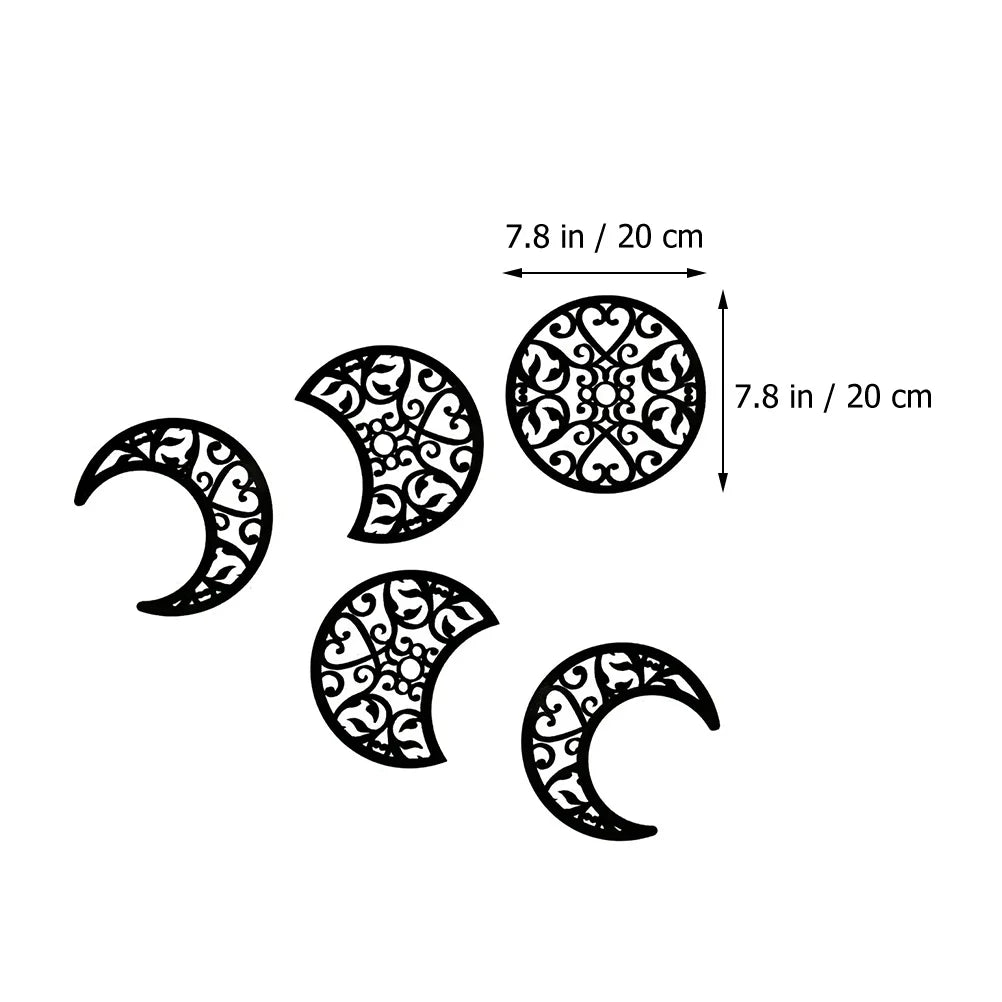 Wall Moon Decor Phase Decoration Wooden Bohemian Wood Hanging Lunar Mandala Nordic Sun Rustic Aesthetic Decorations Farmhouse