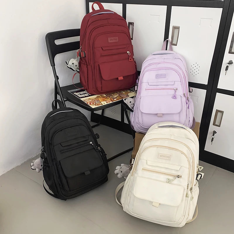 Large Capacity Backpack Women Unisex Travel Backpack Multi Pocket College Student Schoolbag For Teenage Girl Men Book