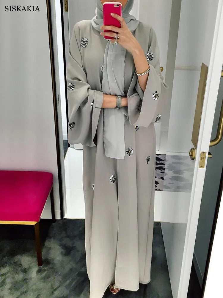 Dubai Abaya Muslim Fashion Handmade Sequins Embroidered Cardigan Robe Marocain Turkish Islamic Kimono Ramadan Eid luxury