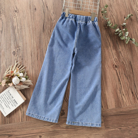 Pants for Girls Jeans Teenagers Children Clothing Butterfly Print Trousers Spring Autumn Baby Kids Clothes Jeans