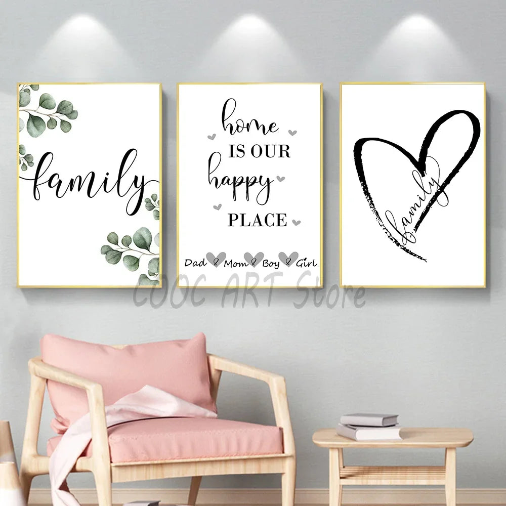 Custom Modern Family Posters Print Art Canvas Painting Minimalist Wall Pictures Nordic for Living Room Bedroom Home Decoration