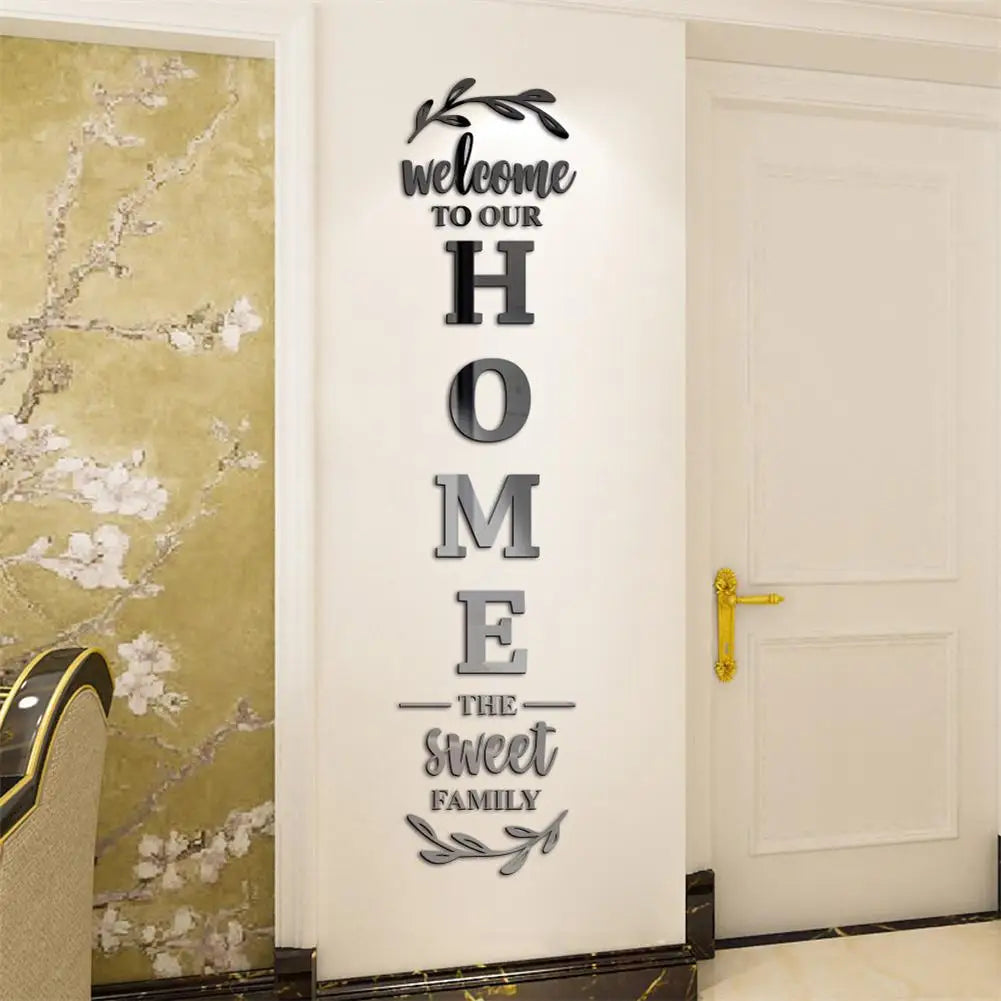 Mirror 3D Wall Stickers English Letters Home Family Acrylic Mirror Wall Decals DIY Removable Mirror Wall Stickers for Home Decor