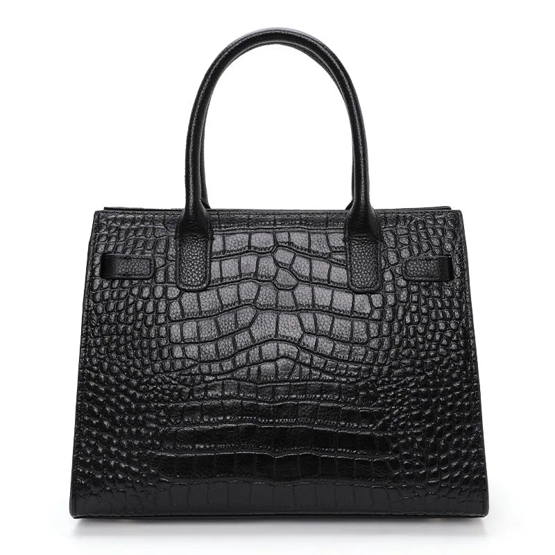 Women's Handbag Crocodile Pattern Square High end Feeling Silk Scarf Cowhide Bag