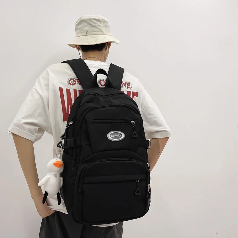 Solid Color Women Backpack Multi Pocket School Bags For Teenage Girls Anti Theft Laptop Backpack Unisex Casual Travel Bag