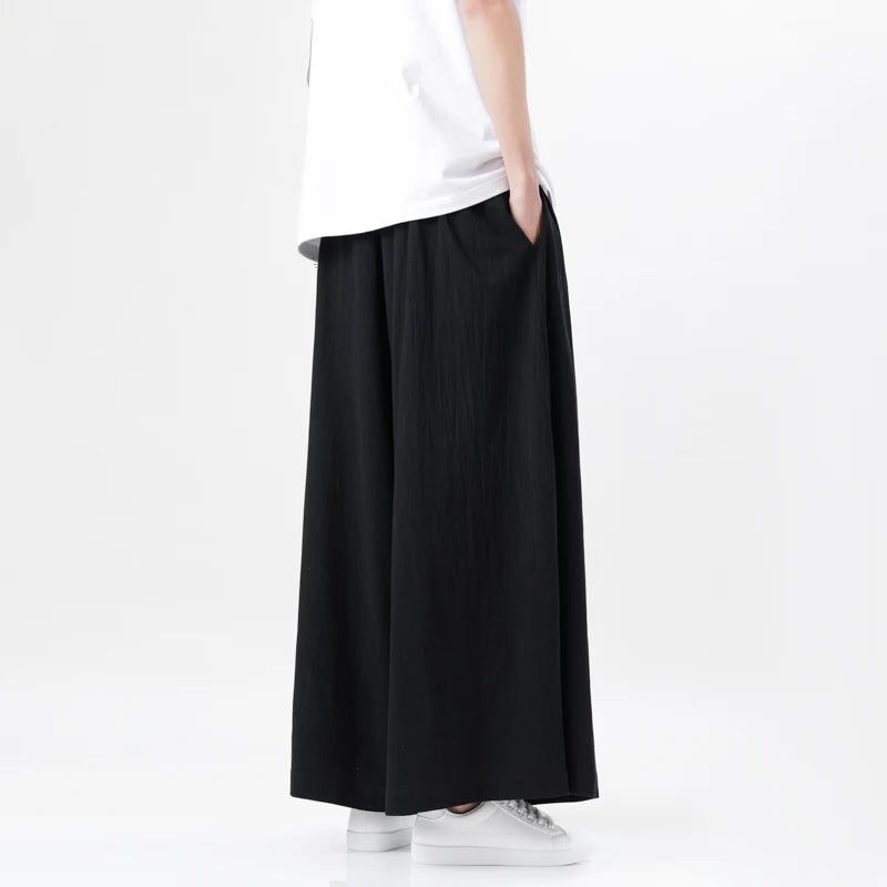 Chinese Style  Linen Cotton Linen Pants Man Japanese Kimono Pants Male Streetwear Summer Retro Wide-leg Loose Trousers for men