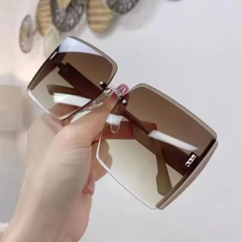 Vintage Square Sunglasses Woman Classic Retro Gradient Mirror Frameless Sun Glasses Female